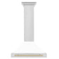 ZLINE 30 Inch Autograph Edition Stainless Steel Range Hood with White Matte Shell and Gold Handle, KB4STZ-WM30-G