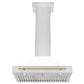 ZLINE 30 Inch Autograph Edition Stainless Steel Range Hood with White Matte Shell and Gold Handle, KB4STZ-WM30-G