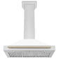 ZLINE 36 Inch Autograph Edition Stainless Steel Range Hood with a Matte White Shell and Gold Handle, KB4STZ-WM36-G