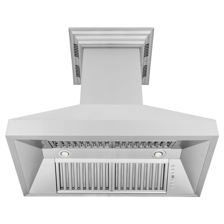ZLINE 36 in. Professional Wall Mount Range Hood in Stainless Steel with Built-in CrownSound Bluetooth Speakers, 597iCRN-BT-36