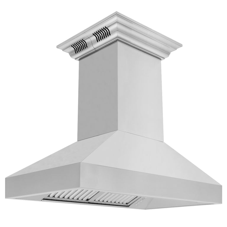 ZLINE 36 in. Professional Wall Mount Range Hood in Stainless Steel with Built-in CrownSound Bluetooth Speakers, 597iCRN-BT-36