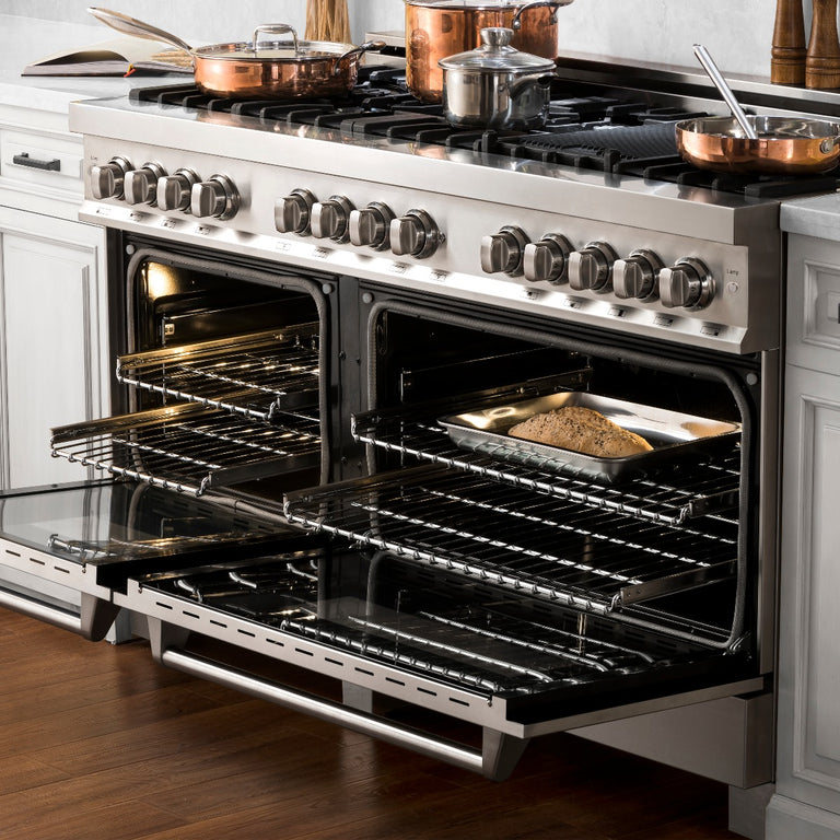 ZLINE 60 in. Professional Gas Burner with Brass Burners, 7.6 cu. ft. Electric Oven in Stainless Steel, RA-BR-60