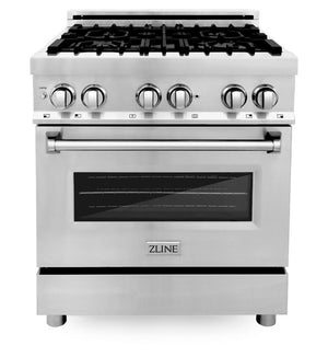 ZLINE Appliance Package - 30 in. Dual Fuel Range, 30 in. Range Hood, Microwave Drawer, 3KP-RARH30-MW