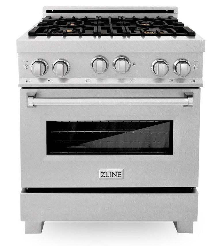ZLINE 30 in. Professional Gas Burner/Gas Oven in DuraSnow® Stainless with Brass Burners, RGS-SN-BR-30
