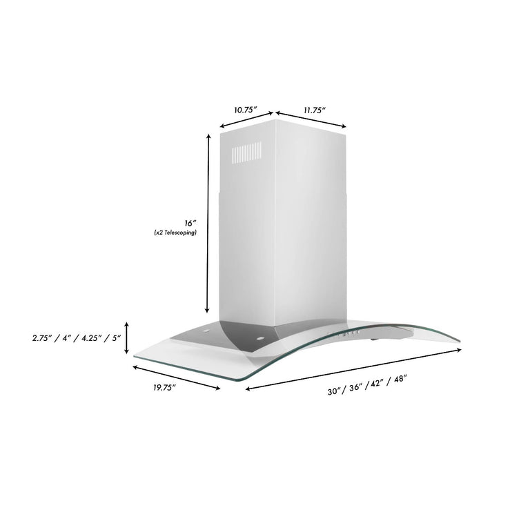 ZLINE 30 in. Convertible Vent Wall Mount Range Hood in Stainless Steel & Glass, KN4-30