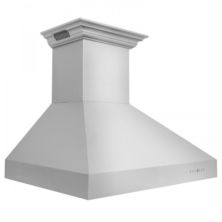ZLINE 54 in. Stainless Steel Wall Range Hood with Built-in CrownSound® Bluetooth Speakers, 697CRN-BT-54