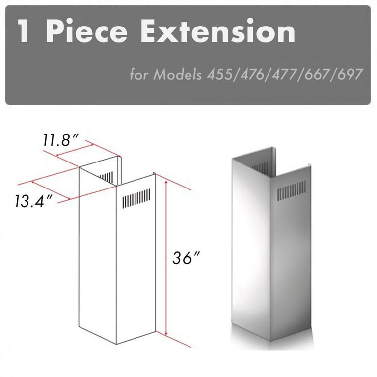 ZLINE 1 Piece Chimney Extension for 10ft Ceiling, 1PCEXT-455/476/477/667/697