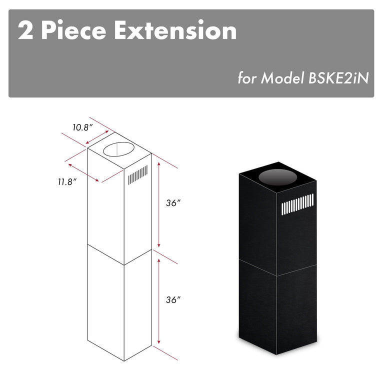 ZLINE 2 Piece Chimney Extension for 10ft-12ft Ceiling, 2PCEXT-BSKE2iN