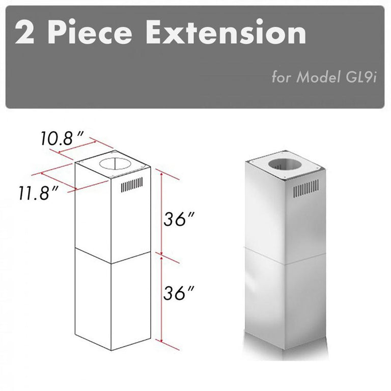 ZLINE 2-36 in. Chimney Extensions for 10 ft-12 ft. Ceiling - 2PCEXT-GL9i