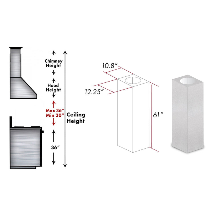 ZLINE 61 in. DuraSnow® Stainless Steel Chimney Extension for 12.5ft Ceiling, 8GL14iS-E