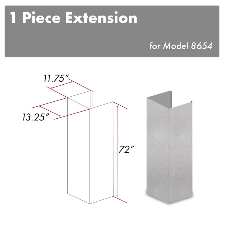ZLINE 72 in. DuraSnow® Finished Stainless Steel Chimney Extension for Ceilings up to 12.5 ft., 8654-E
