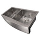 ZLINE 36 in. Niseko Farmhouse Apron Mount Double Bowl DuraSnow® Stainless Steel Kitchen Sink with Bottom Grid, SA50D-36S