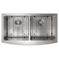 ZLINE 36 in. Niseko Farmhouse Apron Mount Double Bowl DuraSnow® Stainless Steel Kitchen Sink with Bottom Grid, SA50D-36S
