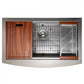 ZLINE 33 in. Moritz Farmhouse Apron Mount Single Bowl DuraSnow® Stainless Steel Kitchen Sink with Bottom Grid and Accessories, SLSAP-33S
