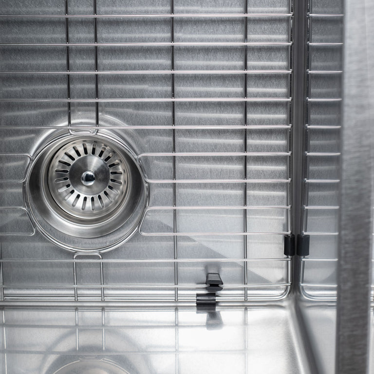 ZLINE 33 in. Anton Undermount Double Bowl DuraSnow® Stainless Steel Kitchen Sink with Bottom Grid, SR50D-33S