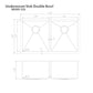 ZLINE 33 in. Anton Undermount Double Bowl DuraSnow® Stainless Steel Kitchen Sink with Bottom Grid, SR50D-33S