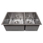 ZLINE 33 in. Chamonix Undermount Double Bowl DuraSnow® Stainless Steel Kitchen Sink with Bottom Grid, SR60D-33S