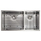 ZLINE 36 in. Chamonix Undermount Double Bowl DuraSnow® Stainless Steel Kitchen Sink with Bottom Grid, SR60D-36S