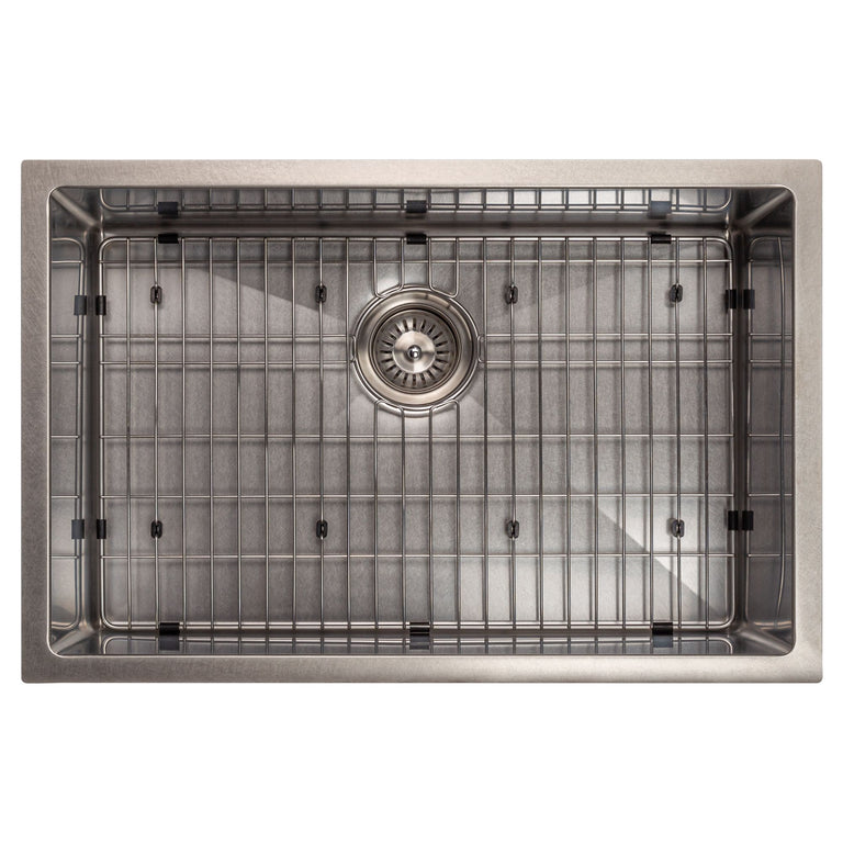 ZLINE 27 in. Meribel Undermount Single Bowl DuraSnow® Stainless Steel Kitchen Sink with Bottom Grid, SRS-27S