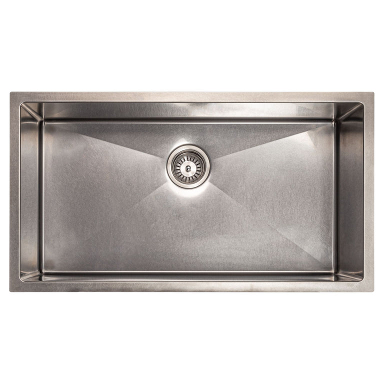 ZLINE 33 in. Meribel Undermount Single Bowl DuraSnow® Stainless Steel Kitchen Sink with Bottom Grid, SRS-33S