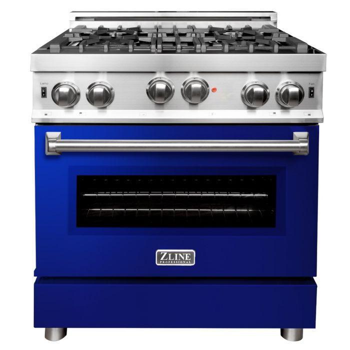 ZLINE 30 in. Professional Gas on Gas Range in Stainless Steel with Blue Gloss Door, RG-BG-30