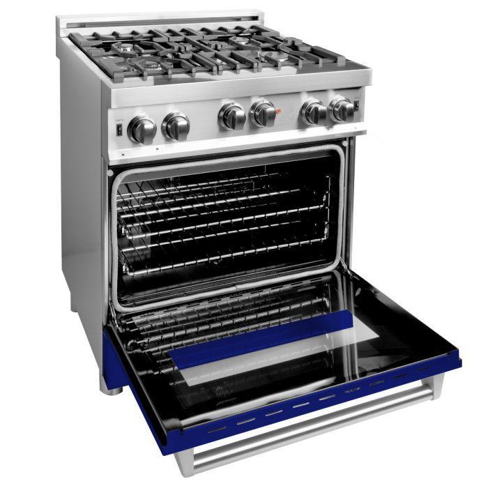 ZLINE 30 in. Professional Gas on Gas Range in Stainless Steel with Blue Gloss Door, RG-BG-30