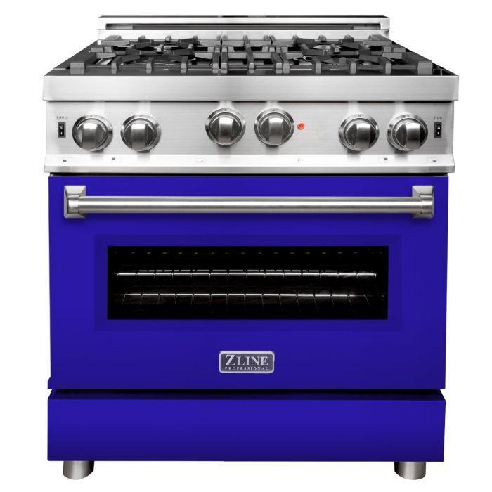 ZLINE 30 in. Professional Gas on Gas Range in Stainless Steel with Blue Matte Door, RG-BM-30