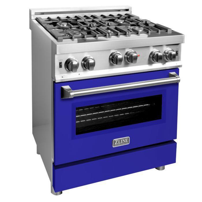 ZLINE 30 in. Professional Gas on Gas Range in Stainless Steel with Blue Matte Door, RG-BM-30