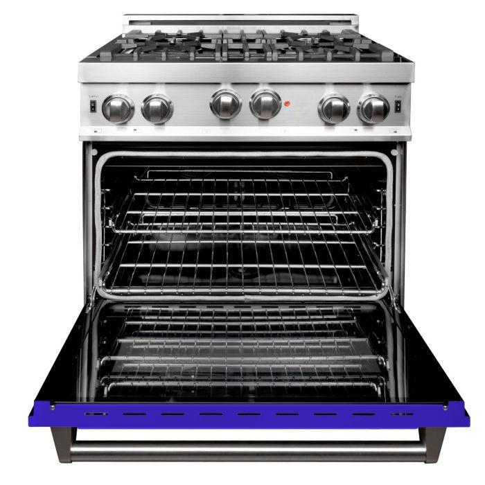 ZLINE 30 in. Professional Gas on Gas Range in Stainless Steel with Blue Matte Door, RG-BM-30