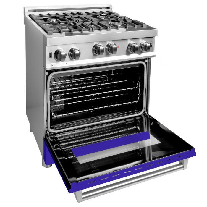 ZLINE 30 in. Professional Gas on Gas Range in Stainless Steel with Blue Matte Door, RG-BM-30