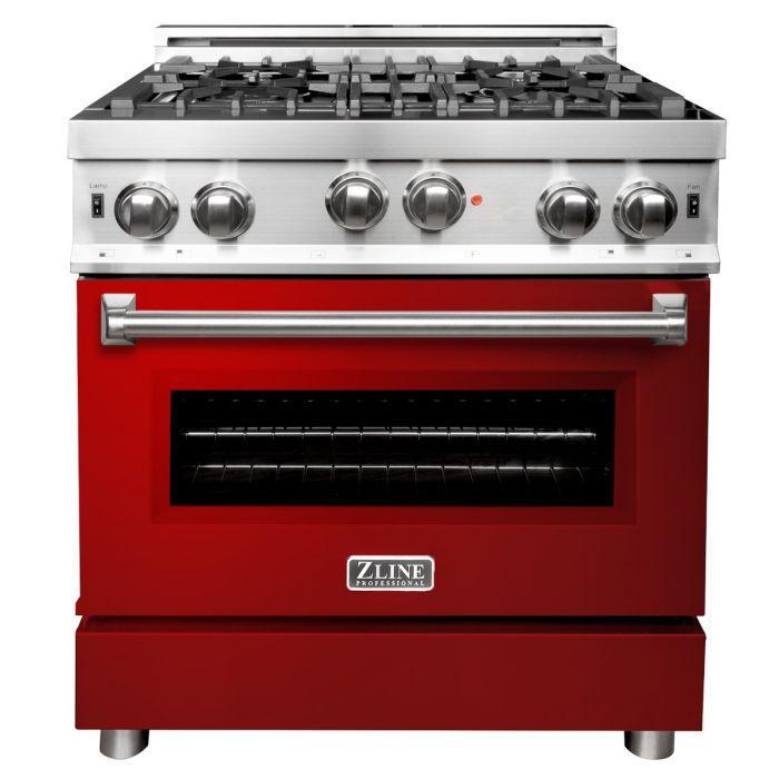 ZLINE 30 in. Professional Gas on Gas Range in Stainless Steel with Red Gloss Door, RG-RG-30