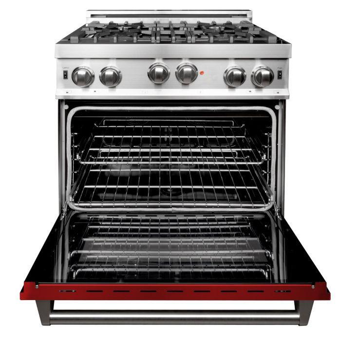 ZLINE 30 in. Professional Gas on Gas Range in Stainless Steel with Red Gloss Door, RG-RG-30