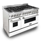 ZLINE 48 in. Professional Gas Burner/Electric Oven Stainless Steel 6.0 cu.ft. 7 Range - White Matte Door, RA-WM-48