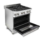 ZLINE Kitchen and Bath 30 in. Professional Gas Burner/Electric Oven Stainless Steel Range with DuraSnow® Finish Door, RA-SN-30
