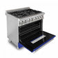ZLINE 36 in. Professional Gas Burner/Electric Oven Stainless Steel Range with Blue Matte Door, RA-BM-36
