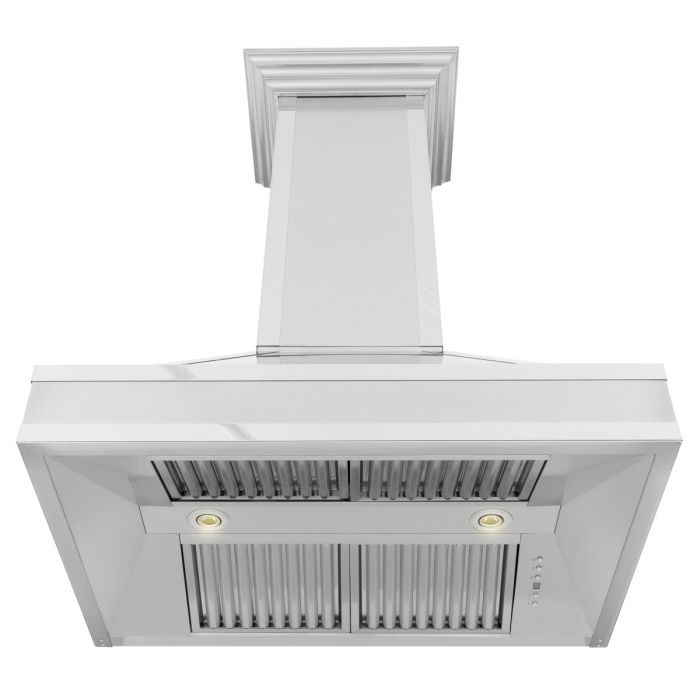 ZLINE 36 in. Designer Series Ducted Wall Mount Range Hood in DuraSnow® Stainless Steel with Mirror Accents, 655MR-36