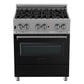 ZLINE 30 in. Professional Gas Burner/Electric Oven in DuraSnow® Stainless with Black Matte Door, RAS-BLM-30