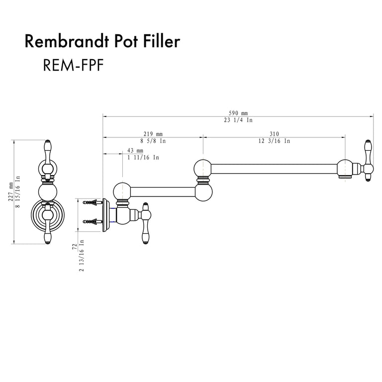 ZLINE Rembrandt Pot Filler in Brushed Nickel, REM-FPF-BN