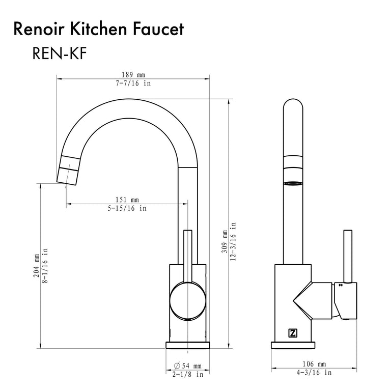 ZLINE Renoir Kitchen Faucet in Polished Gold, REN-KF-PG