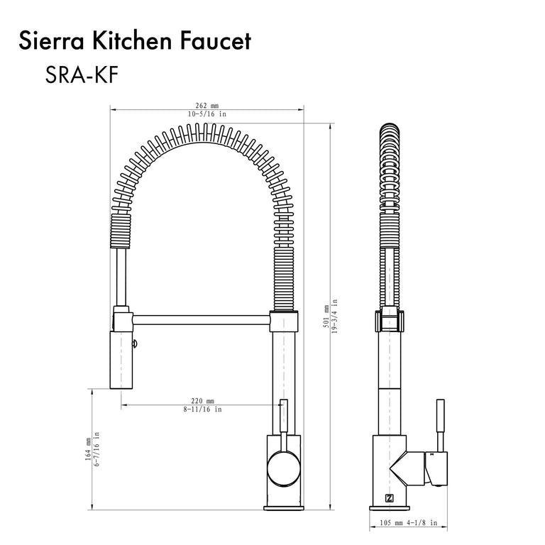 ZLINE Sierra Kitchen Faucet, SRA-KF-PG