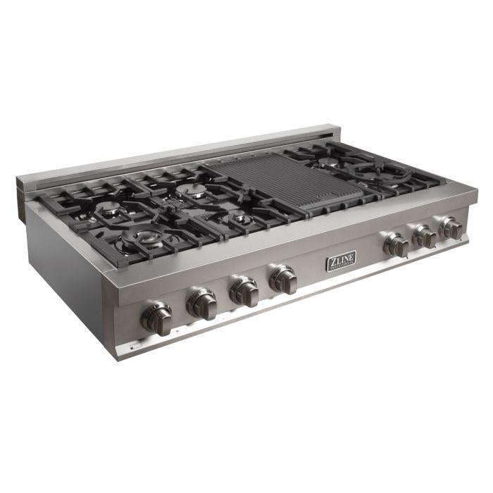 ZLINE 48 in. Rangetop in DuraSnow® Stainless with 7 Gas Burners, RTS-48