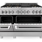 ZLINE 48 in. Professional Gas Burner/Electric Oven in DuraSnow® Stainless Steel with Brass Burners, RAS-SN-BR-48
