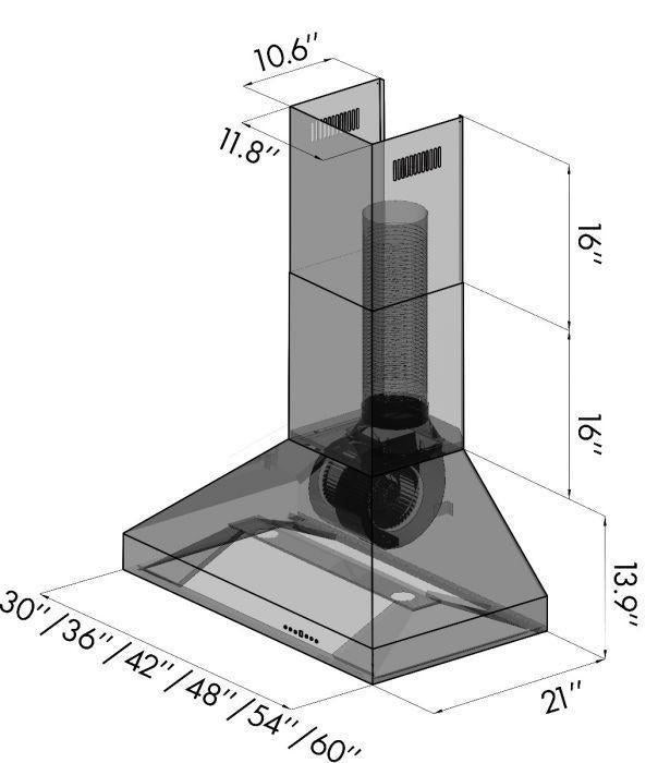 ZLINE 30 in. Professional Convertible Vent Wall Mount Range Hood in St