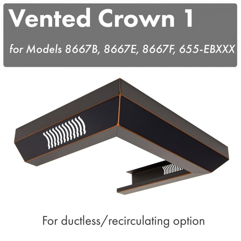 ZLINE Vented Crown Molding for Designer Range Hood w/Recirculating Option, CM6V-8667B